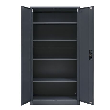 STEELEN Μεταλλική Ντουλάπα 70x40x171cm Πάχους 0.6mm/0.8mm (πάτωμα) Γαλβανιζέ με 4 Ράφια ΧΩΡΙΣ ΠΟΔΙΑ - 5 Αποθηκευτικοί Χώροι Ανθρακί Ματ