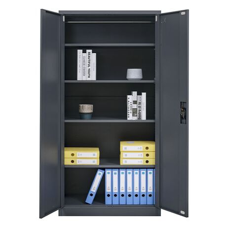 STEELEN Μεταλλική Ντουλάπα 70x40x171cm Πάχους 0.6mm/0.8mm (πάτωμα) Γαλβανιζέ με 4 Ράφια ΧΩΡΙΣ ΠΟΔΙΑ - 5 Αποθηκευτικοί Χώροι Ανθρακί Ματ
