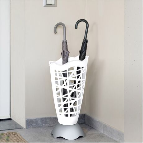 BAMA Ιταλίας Ομπρελοθήκη Πλαστική Ø30x60.5cm με Διάτρητη Επιφάνεια Λευκό-Ασημί