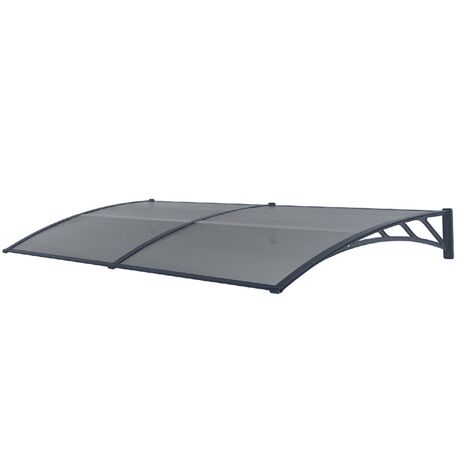 VESTA Στέγαστρο Πόρτας/Παραθύρου 200x100cm Πλαστικό ABS Αλουμίνιο Πάχους 1mm Πολυκαρμπονικό Πάνελ Πάχους 5mm 6.70kg Ανθρακί-Διάφανο Ανθρακί