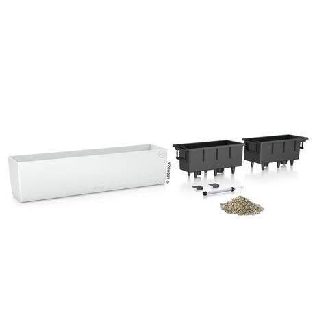 LECHUZA Balconera Color80 Ζαρντινιέρα 79x19x19cm Αυτοποτιζόμενη με 2 Δοχεία Φύτευσης Light Grey Γερμανίας