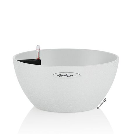 LECHUZA Cubeto Color30 Επιτραπέζια Γλάστρα Ø30x13.5cm Αυτοποτιζόμενη με Δοχείο Φύτευσης 4.5lt QUARTZ WHITE με Όψη Πέτρας Γερμανίας