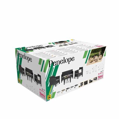 TOOMAX ITALY Καθιστικό-Σαλόνι Κήπου 4 Ατόμων + Τραπέζι Κήπου Πολυπροπυλένιο Rattan Ανθρακί PENELOPE 4 SEATS