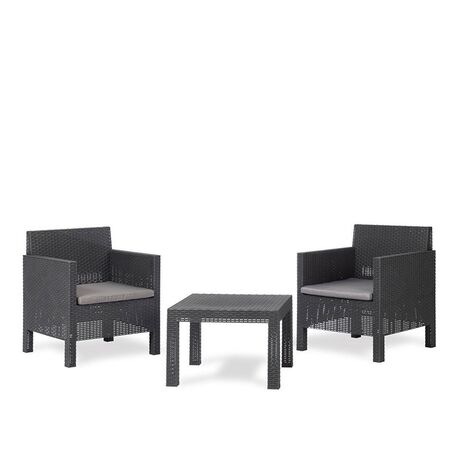 TOOMAX ITALY Καθιστικό-Σαλόνι Κήπου 2 Ατόμων + Τραπέζι Κήπου Πολυπροπυλένιο Rattan Ανθρακί PENELOPE 2 SEATS