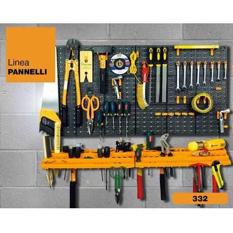 Εργαλειοθήκη Τοίχου/Organiser 100x21.3x50cm Πλαστικό με Διάτρητη Πλάτη 2 Ράφια 50 Γάντζους Μαύρο-Πορτοκαλί Artplast Ιταλίας