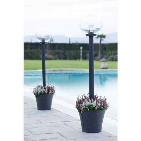 Γλάστρα Ημικυκλική Κρεμαστή Τοίχου ή Κολώνας 34.5x19x30cm Πλαστική 10lt Σετ 2τμχ Ανθρακί TULIPANO BAMA Ιταλίας