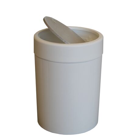 Κάδος Απορριμάτων Πλαστικός 7lt  Ø20x28cm Πολυχρηστικός με Αιωρούμενο Καπάκι Λευκό-Πέτρα