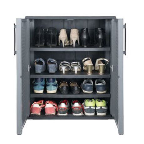 ARTPLAST Ιταλίας Παπουτσοθήκη-Ντουλάπα 68x37x84cm με 3 Ράφια-4Αποθηκευτικούς Χώρους 10kg Μεταλλικούς STRONG Μεντεσέδες Γκρι Σκούρο EASYLINE