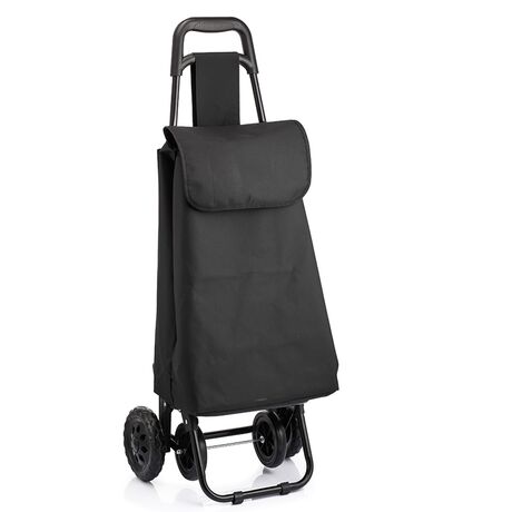VESTA Καρότσι Λαϊκής 36lt Μεταλλικό 35x48x84cm 2+2 Ρόδες με Σάκο Πολυεστέρα Αντοχής 25kg Μαύρο
