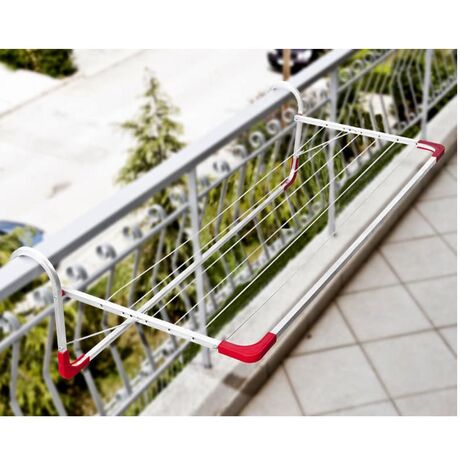 APLOSTRAK Απλώστρα Ρούχων Μπαλκονιού 145x68x37cm Αλουμινίου με Συρματόσχοινο  Άπλωμα 11m Πάχος 15mm Βάρος 1.03kg Ελλάδας Αθηνά