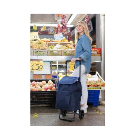 GIMI Ιταλίας Καρότσι Λαϊκής 42lt Μεταλλικό με Τσάντα Πολυεστέρα Αντοχής 30kg ARGO Μπλε