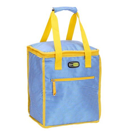 GIOSTYLE Ιταλίας Ισοθερμική Τσάντα 28x21x34cm Πάχος 6mm 25lt Πολυεστέρας 600D MAX Απόδοση 9 Ώρες Πιστοποίηση REACH COOLBAG BEACH BUCKET Μπλε Ρίγες Κίτρινο