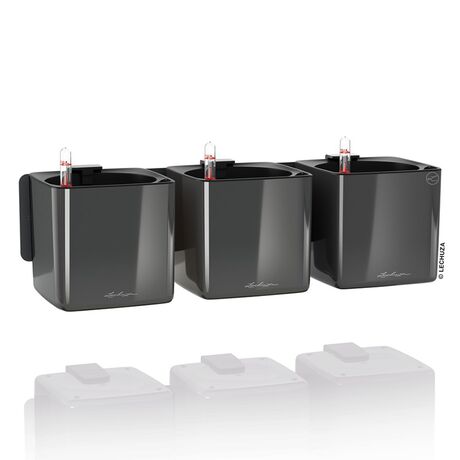 LECHUZA GREEN WALL Glossy Επιτοίχια Γλάστρα 48x6x14cm Αυτοποτιζόμενη 1.9kg με Εσωτερικά Δοχεία ΑΝΘΡΑΚΙ Γερμανίας