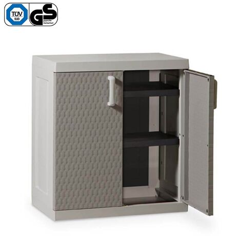 TOOMAX Ιταλίας XXL Πλαστική Ντουλάπα 89x54x96cm 16.5kg με 2 Εσωτερικά Ράφια-3 Χώρους MAX Αντοχή 120kg GREY/WARM GREY RATTAN XXL TUV/GS FASHION