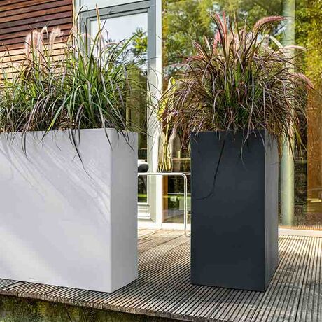 LECHUZA Canto WIDE 80 Επιδαπέδια Γλάστρα 79x37x76cm Αυτοποτιζόμενη Μαύρο του Γραφίτη Όψη Φυσική Πέτρα Γερμανίας