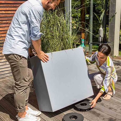 LECHUZA Canto WIDE 80 Επιδαπέδια Γλάστρα 79x37x76cm Αυτοποτιζόμενη Μαύρο του Γραφίτη Όψη Φυσική Πέτρα Γερμανίας