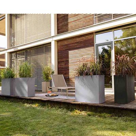 LECHUZA Canto WIDE 80 Επιδαπέδια Γλάστρα 79x37x76cm Αυτοποτιζόμενη Quartz White Όψη Φυσική Πέτρα Γερμανίας