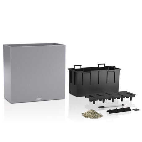 LECHUZA Canto WIDE 80 Επιδαπέδια Γλάστρα 79x37x76cm Αυτοποτιζόμενη Quartz White Όψη Φυσική Πέτρα Γερμανίας