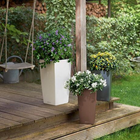 LECHUZA Cubico Color 30 Επιδαπέδια Γλάστρα 29.5x29.5x56.5cm Αυτοποτιζόμενη με Δοχείο Φύτευσης Sand Brown Ματ Γερμανίας