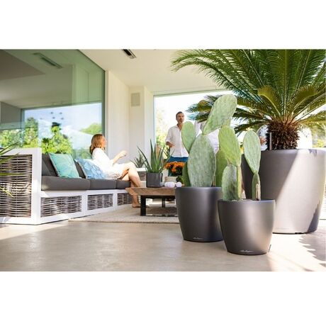 LECHUZA Classico 60 Premium Επιδαπέδια Γλάστρα Ø60x55.5cm Αυτοποτιζόμενη Ανθρακί (Charcoal Metallic) Γερμανίας