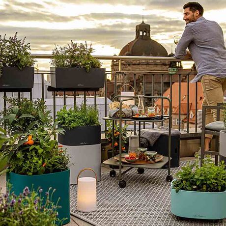 LECHUZA PILA Color Stick Γλάστρα 35.5x35.5x16.6cm ΑΥΤΟΠΟΤΙΖΟΜΕΝΗ με Δοχείο Φύτευσης για 4 Γλαστράκια Petrol Blue Γερμανίας/German Design Award 2021