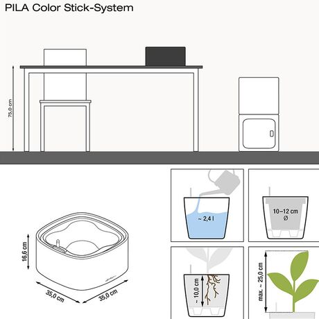 LECHUZA PILA Color Stick Γλάστρα 35.5x35.5x16.6cm ΑΥΤΟΠΟΤΙΖΟΜΕΝΗ με Δοχείο Φύτευσης για 4 Γλαστράκια Petrol Blue Γερμανίας/German Design Award 2021