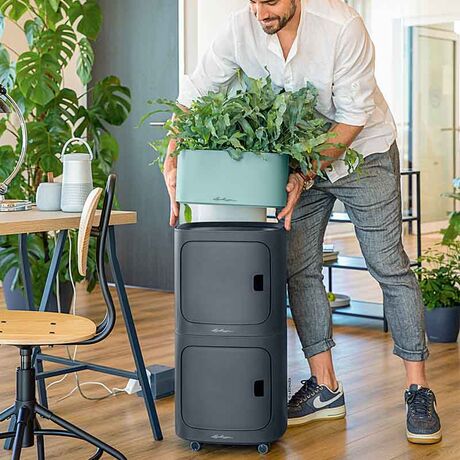 LECHUZA PILA Color Stick Γλάστρα 35.5x35.5x16.6cm ΑΥΤΟΠΟΤΙΖΟΜΕΝΗ με Δοχείο Φύτευσης για 4 Γλαστράκια Petrol Blue Γερμανίας/German Design Award 2021