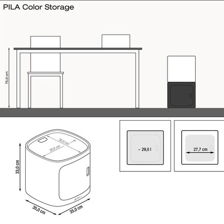 LECHUZA PILA Color Storage Μονάδα Αποθήκευσης 35x35x33cm για Γλάστρες PILA Stick και PILA Planter Petrol Blue Γερμανίας/German Design Award 2021