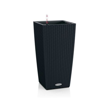 LECHUZA Cubico Cottage 40 Επιδαπέδια Γλάστρα 39.5x39.5x75.5cm Αυτοποτιζόμενη με Δοχείο Φύτευσης Μαύρο του Γραφίτη Γερμανίας