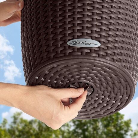 LECHUZA Nido Cottage Κρεμαστή Γλάστρα Ø27x23cm Στρογγυλή Αυτοποτιζόμενη με Δοχείο Φύτευσης Ανοξείδωτο Αξεσουάρ Κρέμασης Μαύρο του Γραφίτη Γερμανίας