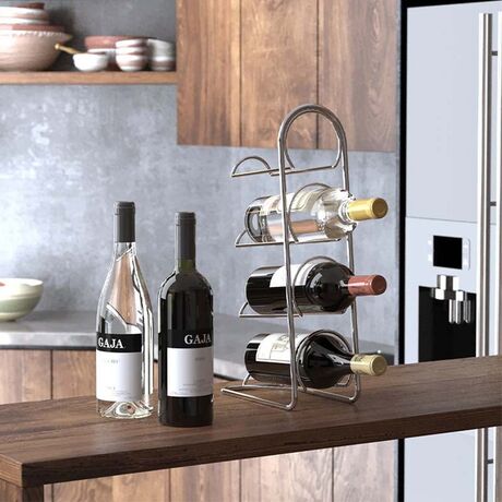 TEKNO-TEL Βάση-Κάβα 4 Φιαλών 12x22x43cm Επιχρωμιωμένο Ατσάλι Ασημί