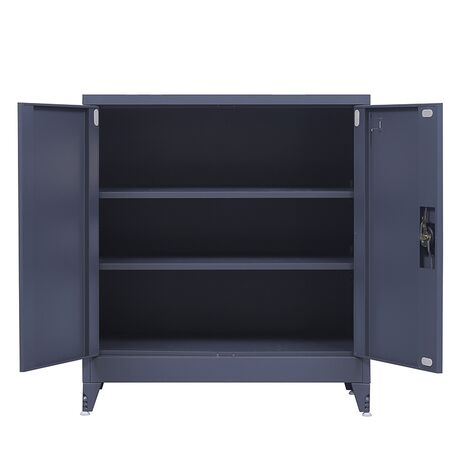 STEELEN Μεταλλική Ντουλάπα 70x40x101cm Πάχους 0.6mm/0.8mm (πάτωμα) Γαλβανιζέ με 2 Ράφια και Ρυθμιζόμενα Πόδια - 3 Αποθηκευτικοί Χώροι Ανθρακί Ματ