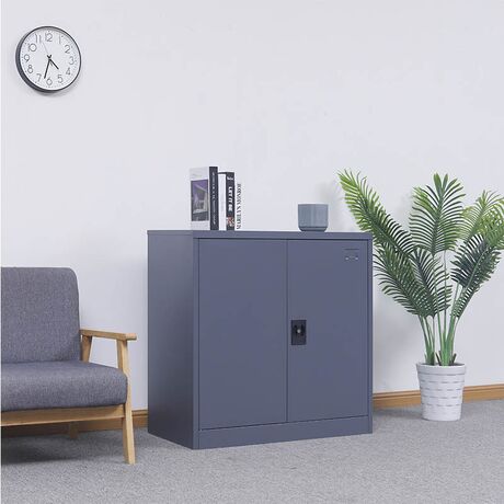 STEELEN Μεταλλική Ντουλάπα 70x40x91cm Πάχους 0.6mm/0.8mm (πάτωμα) Γαλβανιζέ με 2 Ράφια - 3 Αποθηκευτικοί Χώροι ΧΩΡΙΣ ΠΟΔΙΑ Ανθρακί Ματ