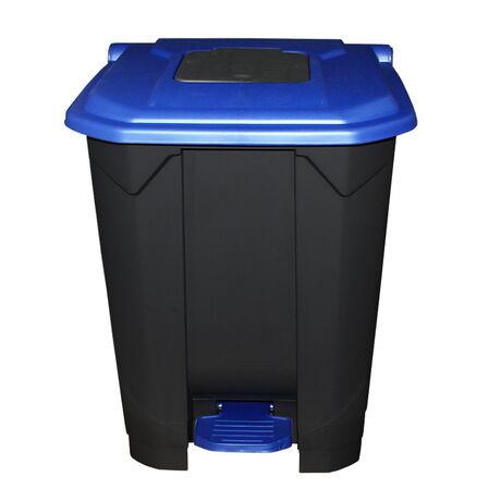 Κάδος Απορριμάτων 50lt 43x41x56cm Πλαστικός 3.8kg με Εσωτερικό Κάδο 36x29x47.5cm + Πεντάλ + Ρόδες + Μικρό Ανοιγόμενο Καπάκι Μαύρο - Μπλε
