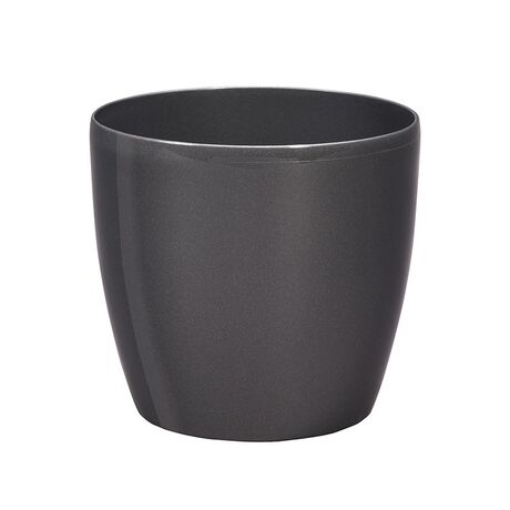 PLASTONA Caspo Γλάστρα ROTO BRILLANTE Γυαλιστερό Ø22 Πλαστικό Ανθρακί Ελλάδας