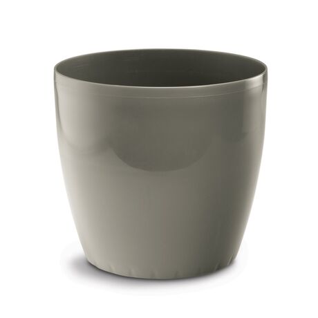 PLASTONA Caspo Γλάστρα με ρόδες ROTO BRILLANTE Γυαλιστερό Ø43 Πλαστικό Γκρι-Καφέ Ελλάδας