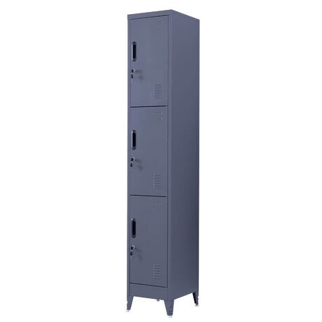 STEELEN Μεταλλική Ντουλάπα - Φοριαμός (Locker) 38x45x191cm 3 Θέσεων 22kg Πάχος 0.4mm 4 Ρυθμιζόμενα Πόδια Ανθρακί Ματ