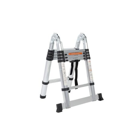 VESTA Διπλή Τηλεσκοπική Σκάλα 3.2m Αλουμινίου με 10 Σκαλιά Βάρος 11kg MAX Αντοχή 150kg EN131 1