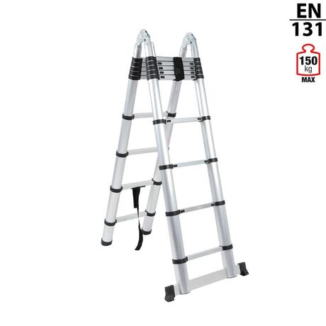 VESTA Διπλή Τηλεσκοπική Σκάλα 5.6m Αλουμινίου με 18 Σκαλιά Βάρος 19.5kg MAX Αντοχή 150kg EN131 3