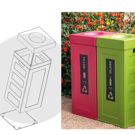 Κάδος Ανακύκλωσης 70lt 30x30x70cm Πλαστικός με Άνοιγμα στο Καπάκι Συναρμολογούμενος CUBO Full Color Μπλε Αιγαίου Ελλάδας