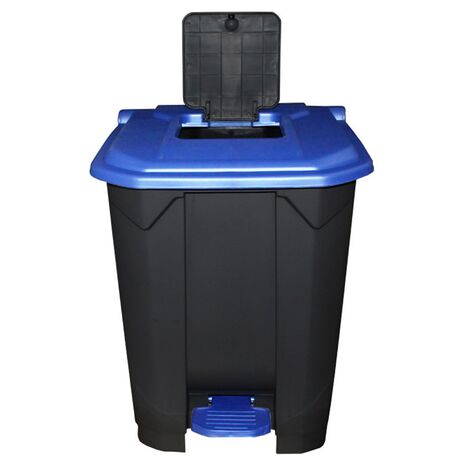 Κάδος Απορριμάτων 50lt 43x41x56cm Πλαστικός 3.8kg με Εσωτερικό Κάδο 36x29x47.5cm + Πεντάλ + Ρόδες + Μικρό Ανοιγόμενο Καπάκι Μαύρο - Μπλε