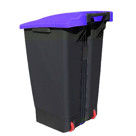 Κάδος Απορριμάτων 70lt 44x52x73cm 3.7kg Πλαστικός Επαγγελματικός/Οικιακός με Ρόδες και Χειρολαβή Μαύρο - Μπλε