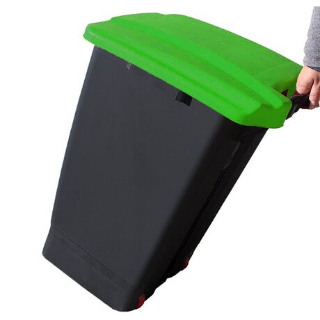 Κάδος Απορριμάτων 70lt 44x52x73cm 3.7kg Πλαστικός Επαγγελματικός/Οικιακός με Ρόδες και Χειρολαβή Μαύρο - Πράσινο