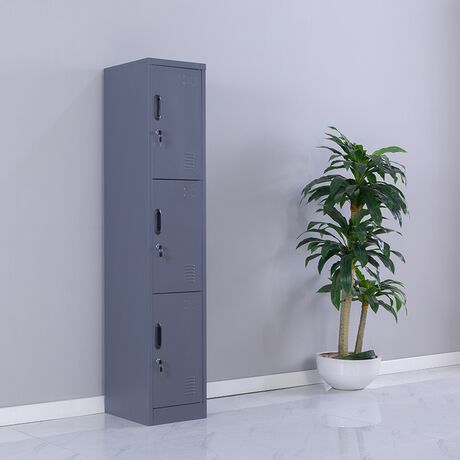 STEELEN Μεταλλική Ντουλάπα - Φοριαμός (Locker) 38x45x180cm ΧΩΡΙΣ ΠΟΔΙΑ 3 Αποθηκευτικοί Χώροι 22kg Πάχος 0.4mm Χωρίς Πόδια Ανθρακί Ματ