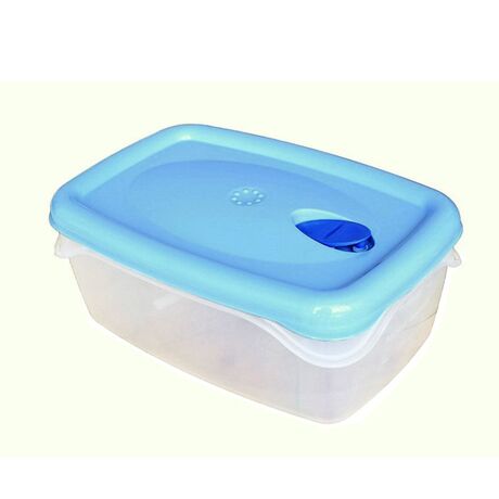 BAMA Ιταλίας Τάπερ-Φαγητοδοχείο 22.5x15.5x9.5cm Ορθογώνιο με Βαλβίδα 2lt Διάφανο Γαλάζιο Καπάκι