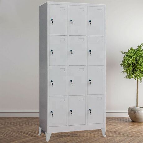STEELEN Μεταλλική Ντουλάπα - Φοριαμός (Locker) 90x40x195cm 12 Θέσεων με Ρυθμιζόμενα Πόδια 42kg Γκρι Ανοικτό