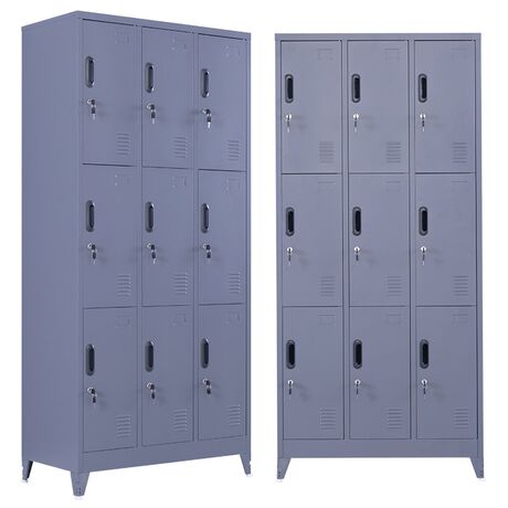 STEELEN Μεταλλική Ντουλάπα - Φοριαμός (Locker) 90x45x195cm 9 Ντουλάπια Πάχος 0.4mm με Ρυθμιζόμενα Πόδια 50kg Ανθρακί Ματ