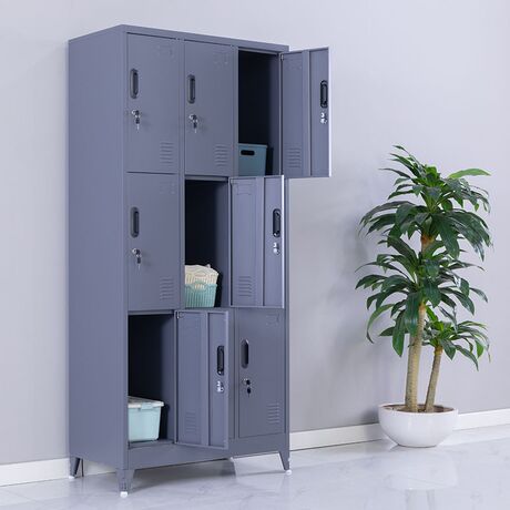 STEELEN Μεταλλική Ντουλάπα - Φοριαμός (Locker) 90x45x195cm 9 Ντουλάπια Πάχος 0.4mm με Ρυθμιζόμενα Πόδια 50kg Ανθρακί Ματ