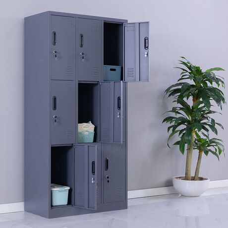 STEELEN Μεταλλική Ντουλάπα - Φοριαμός (Locker) 90x45x185cm 9 Ντουλάπια Πάχος 0.4mm 50kg ΧΩΡΙΣ ΠΟΔΙΑ Ανθρακί Ματ