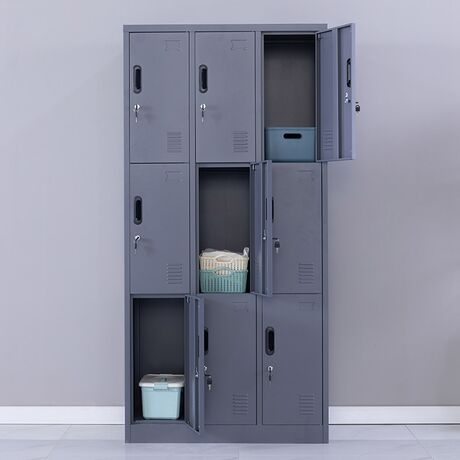 STEELEN Μεταλλική Ντουλάπα - Φοριαμός (Locker) 90x45x185cm 9 Ντουλάπια Πάχος 0.4mm 50kg ΧΩΡΙΣ ΠΟΔΙΑ Ανθρακί Ματ